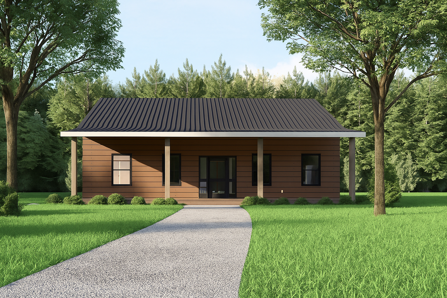 House Plan | 3 Bed 2 Bath | 1,600 sq ft | 40x40 Floor Plan with Porch | Small Home Design